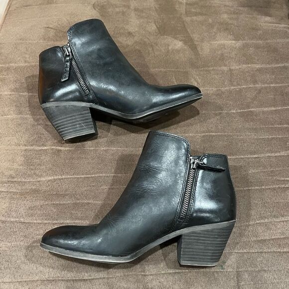 Frye Judith Double Zip Bootie Ankle Boot Heel Black Leather 7M - Picture 7 of 13